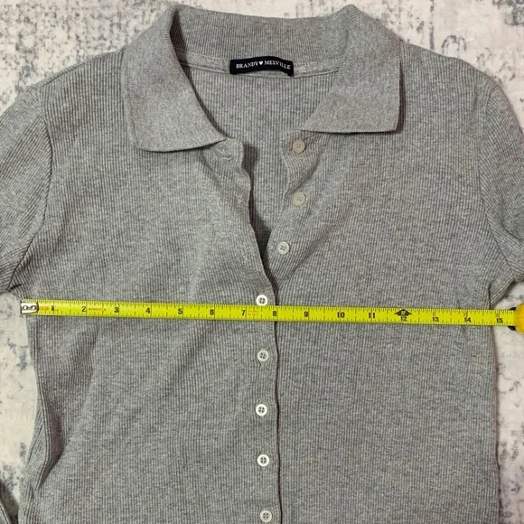 Brandy Melville Gray Ribbed Long Sleeve Top - Picture 5 of 8